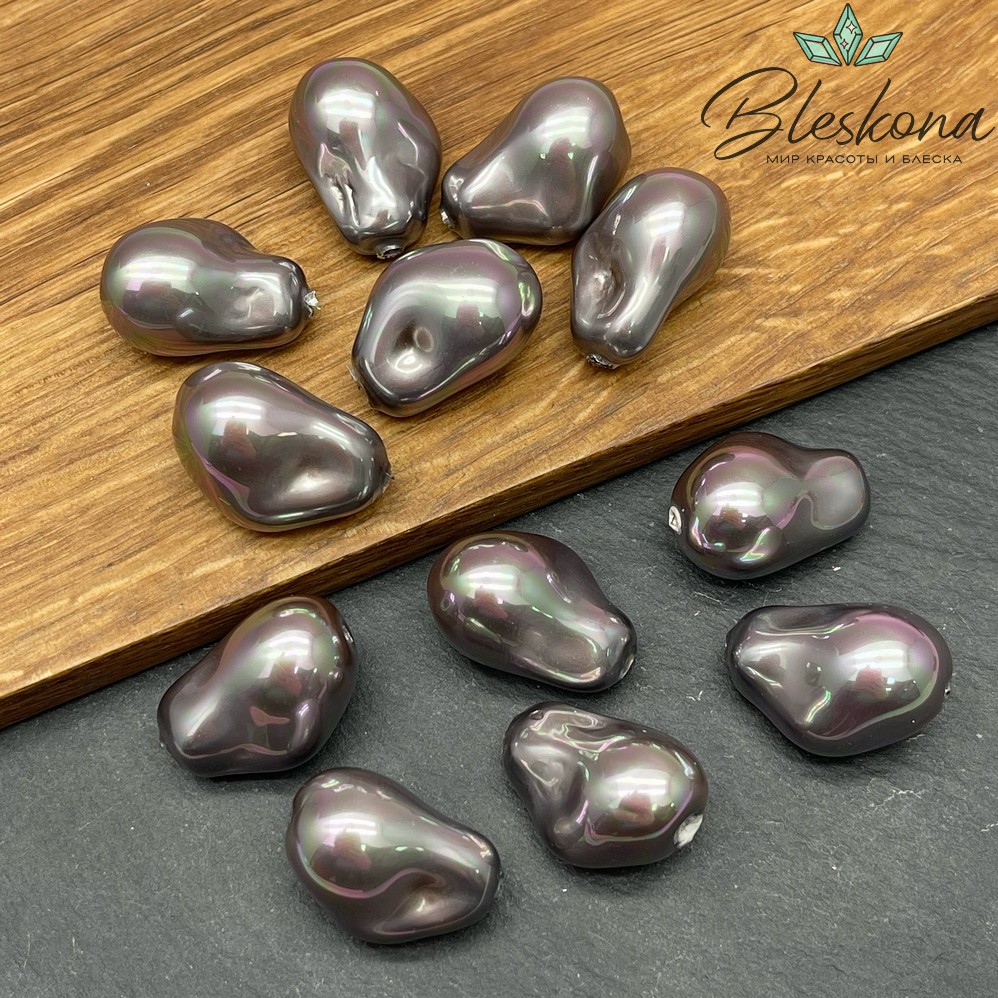 15*22 мм, Жемчуг Майорка цвет серый хамелеон (штучно)