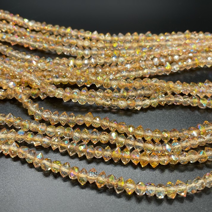 4,5*6 мм Стекло Lux,  рондель острые углы, цвет персиковый с переливом