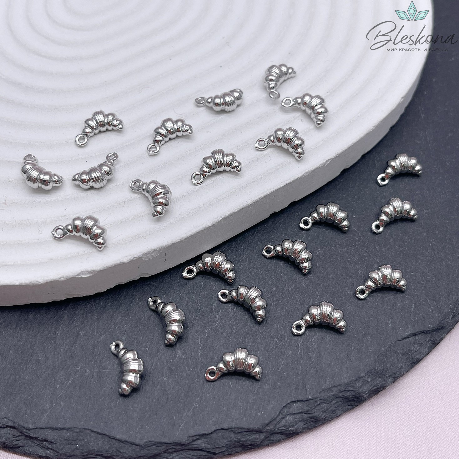 12*6 мм Цвет серебро, Подвеска Круассан