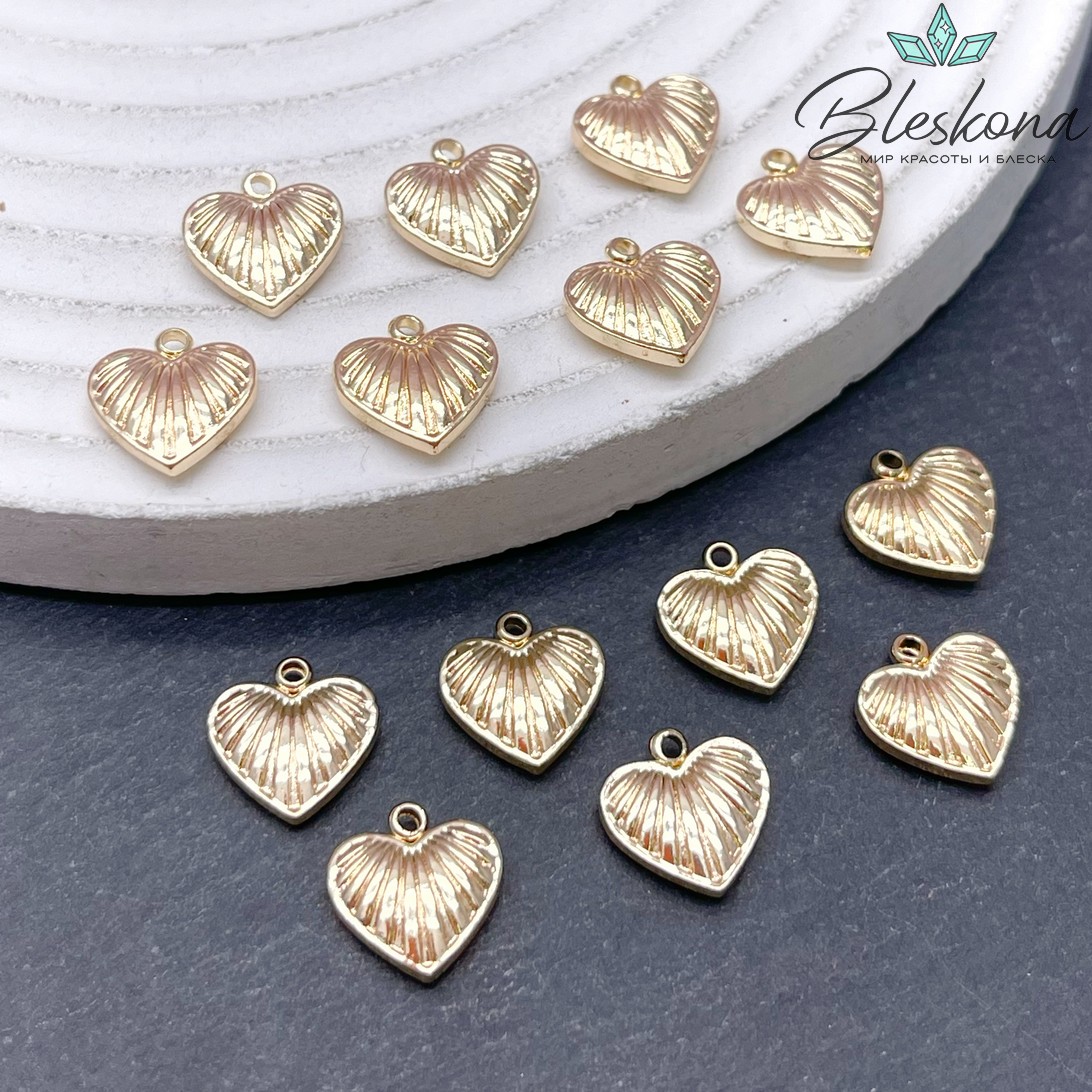 10мм Цвет золото, Подвеска Сердце лучи 