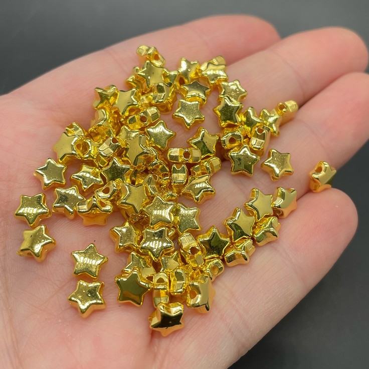 6 мм, Бусина звезды , цвет  золото уп.10 гр  