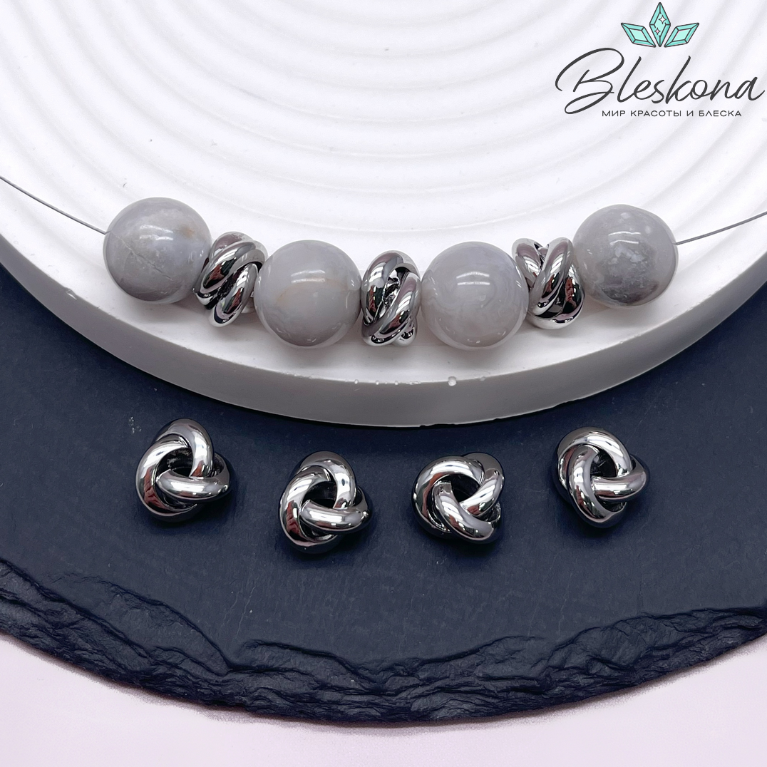 6,7*10 мм Цвет серебро, Бусина узел