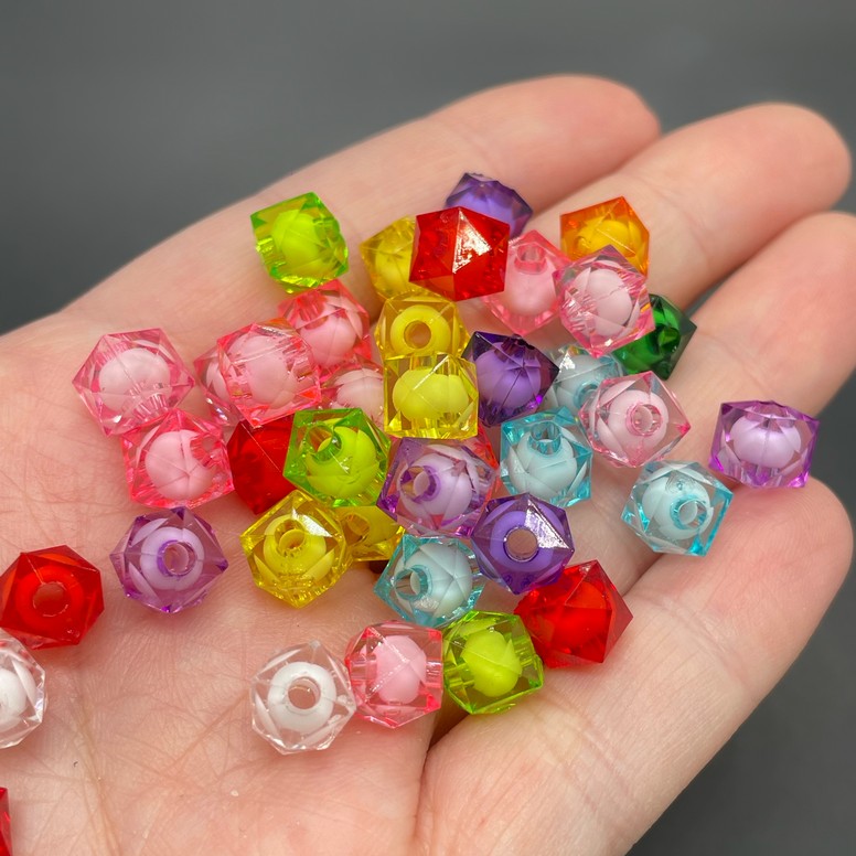 8 мм, Бусина многогранник микс  уп.10 гр