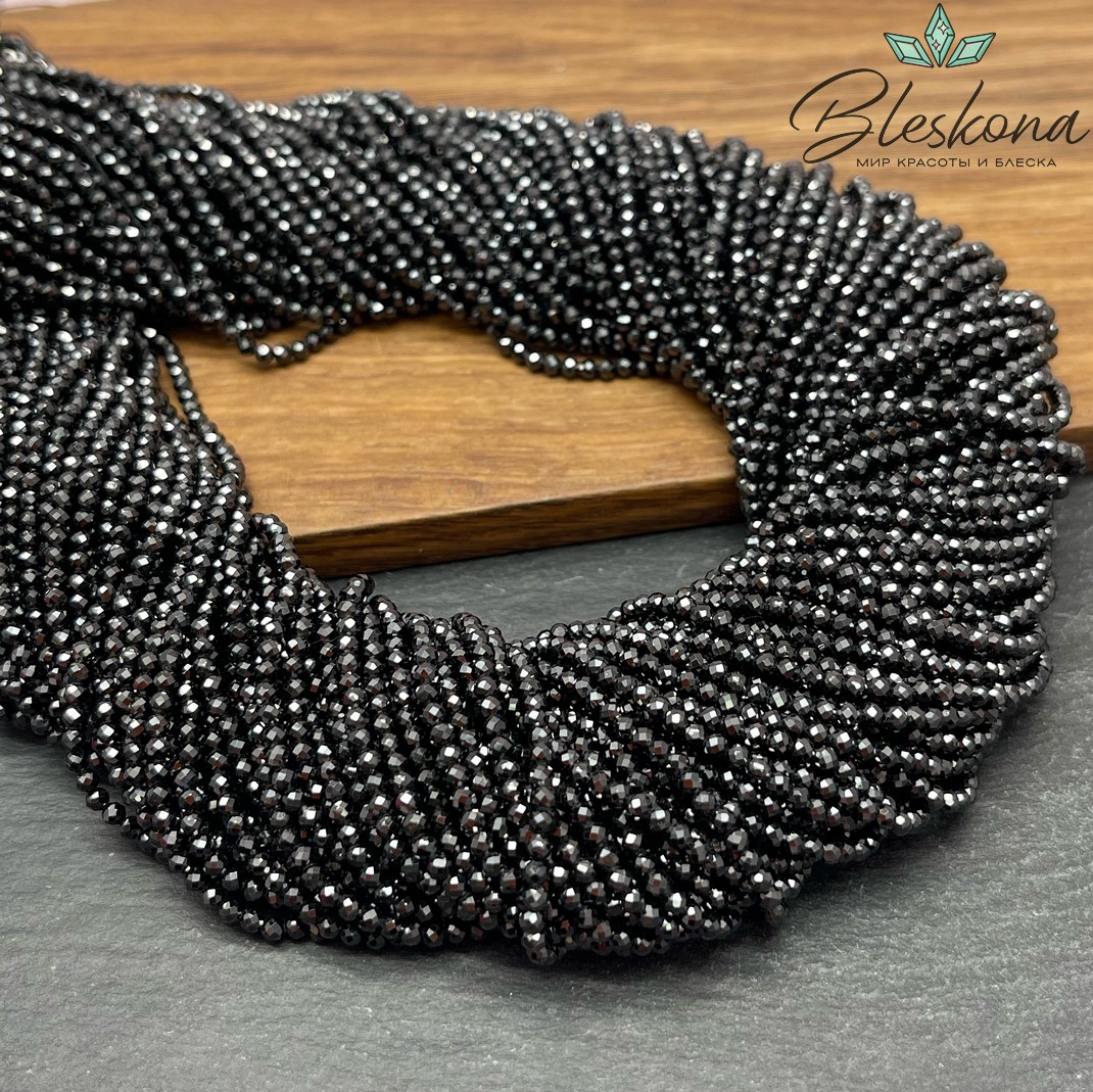 Циркон огранка черный №1 2 мм (кубический цирконий, фианит) 