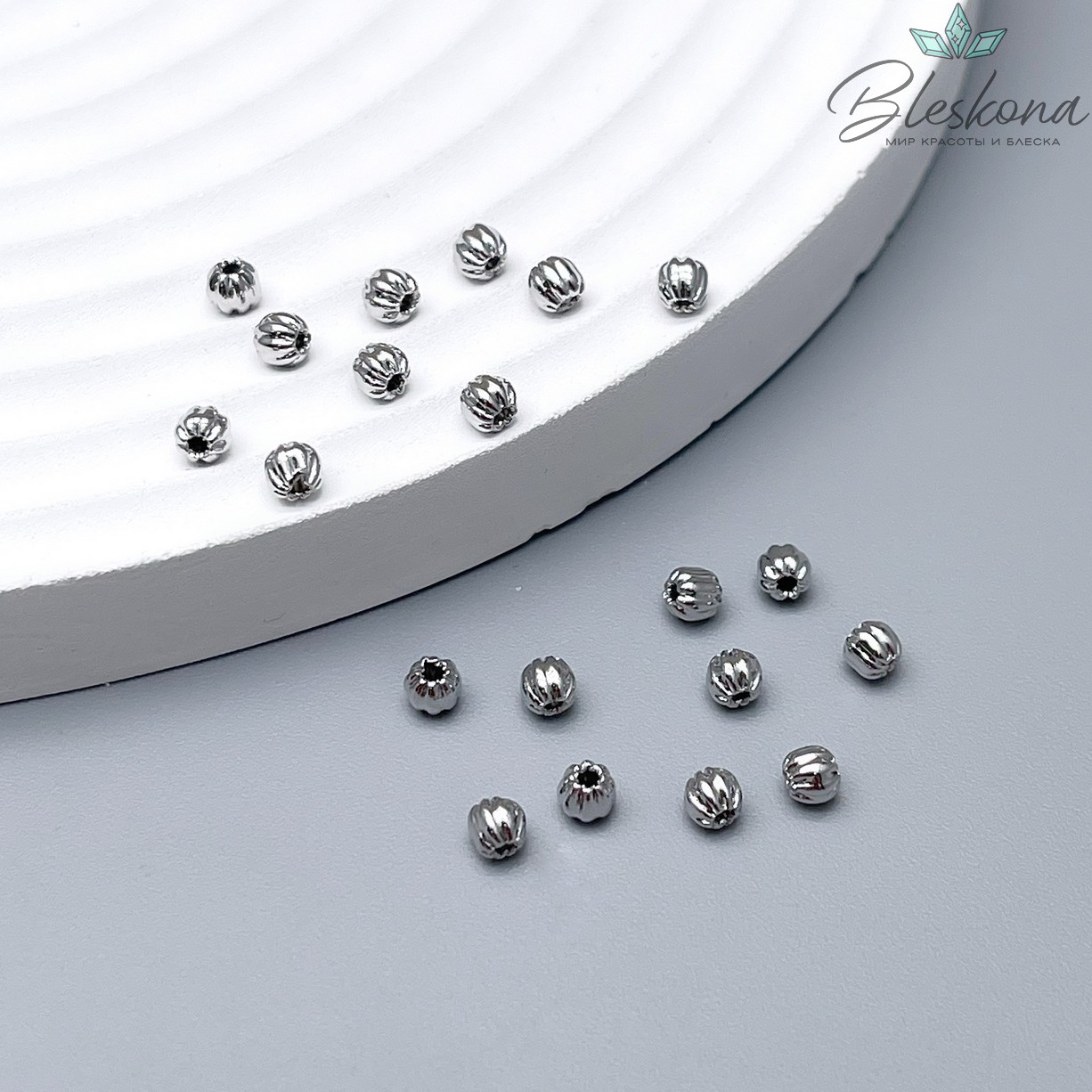 Бусина полосы 3мм,цвет серебро уп.10 шт Люкс 