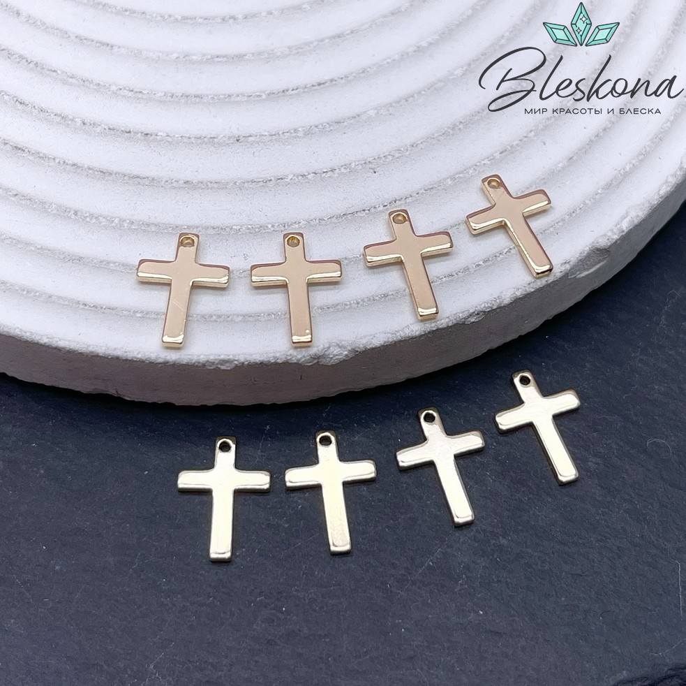 12,5*9 мм Цвет золото, Подвеска Крест гладкий