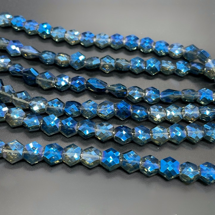 7*6 мм Стекло Lux, шестиугольник, цвет синий