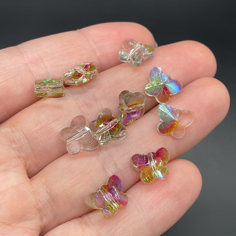 10 мм, Стекло Lux бусина бабочка хамелон уп.10шт 