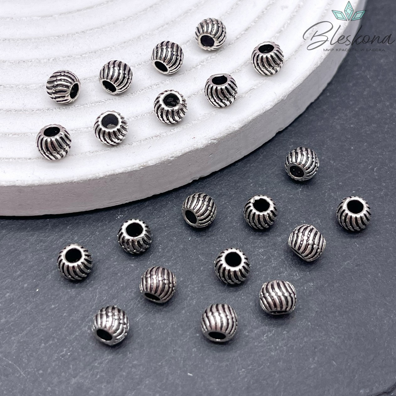 6 мм Бусина мельхиор шар волны