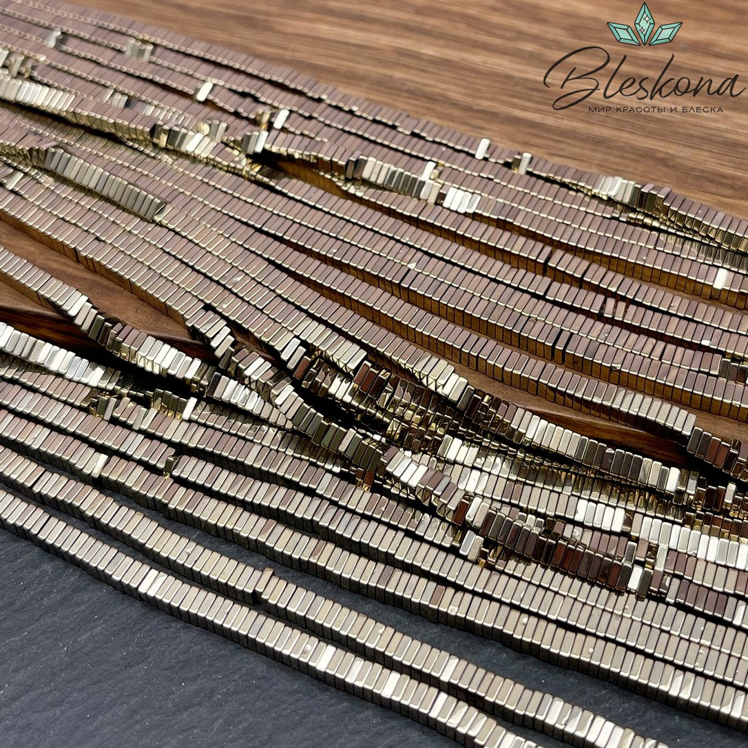 3 мм Гематин имитация, цвет темное золото, квадрат