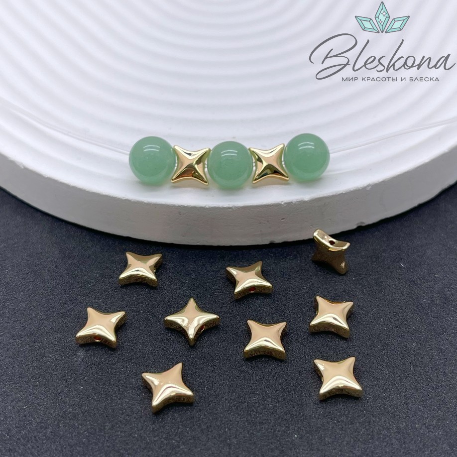 7 мм Цвет золото, Бусина неровный квадрат 