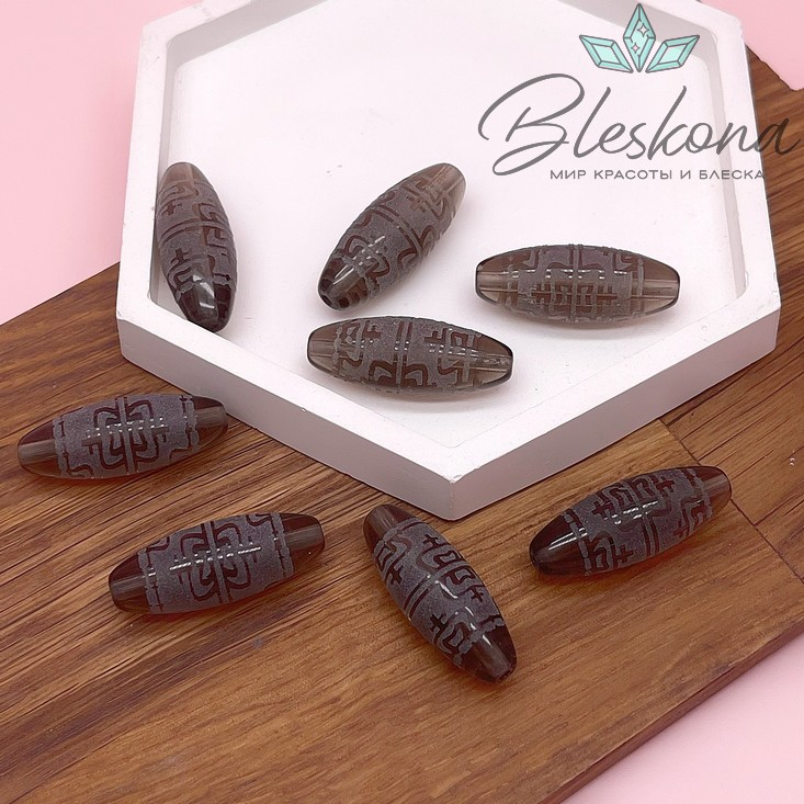 Бусина Дзи 8 сосудов изобилия 30*11 мм