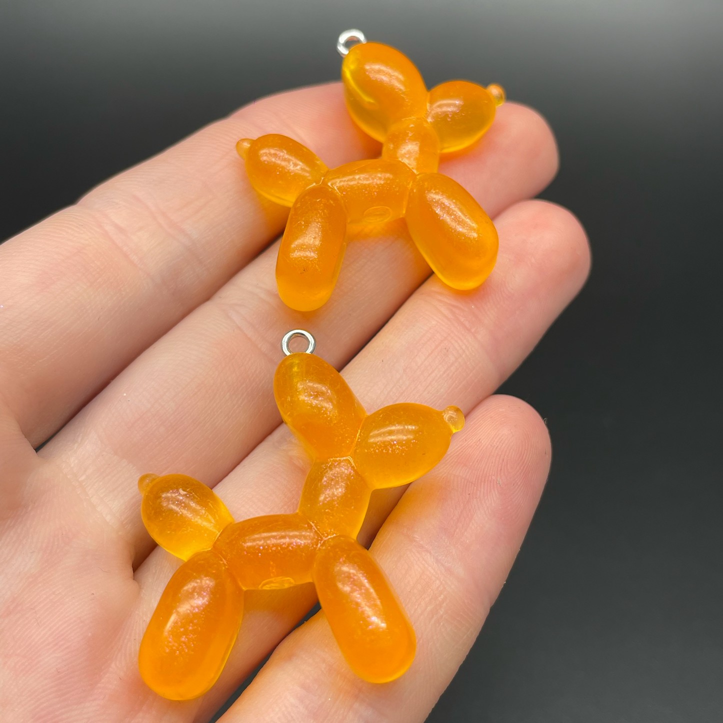 31*36 мм, Цвет серебро, Подвеска Собачка Пудель оранжевый