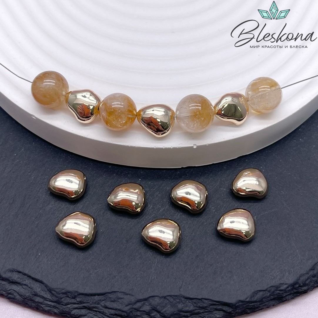 10,5*9 мм Цвет золото, Бусина фриформ 