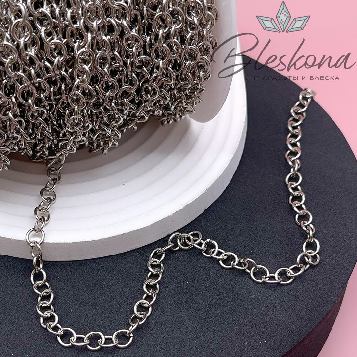 Цепь №49 цвет серебро 6 мм
