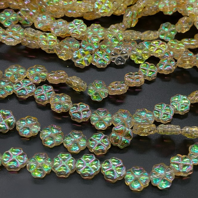 8 мм Стекло Lux,  клевер, цвет медовый с переливом 