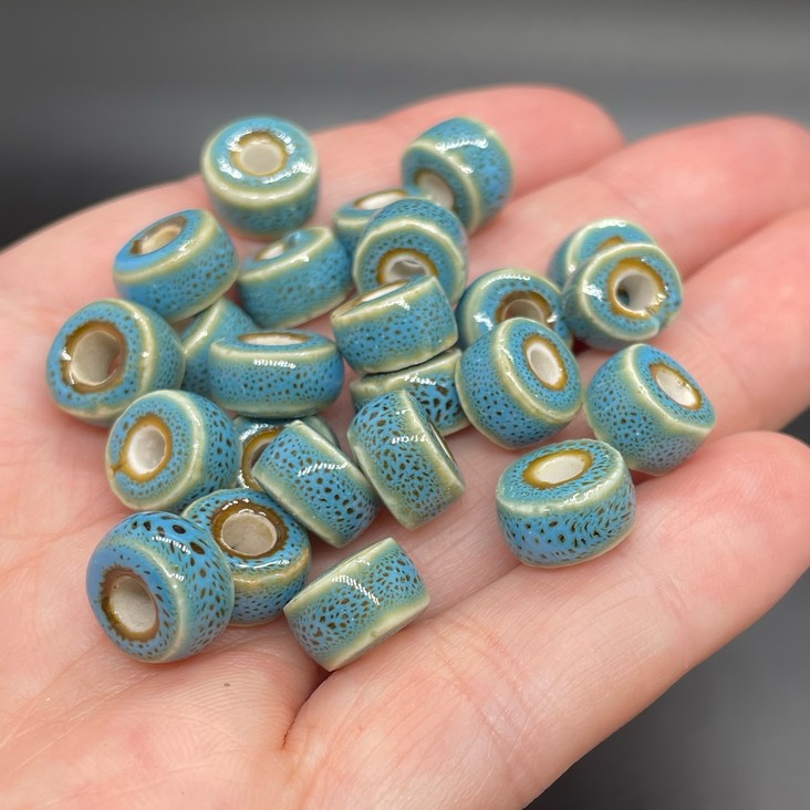 6,5*10 мм Бусина- разделитель, керамика цвет синий точки