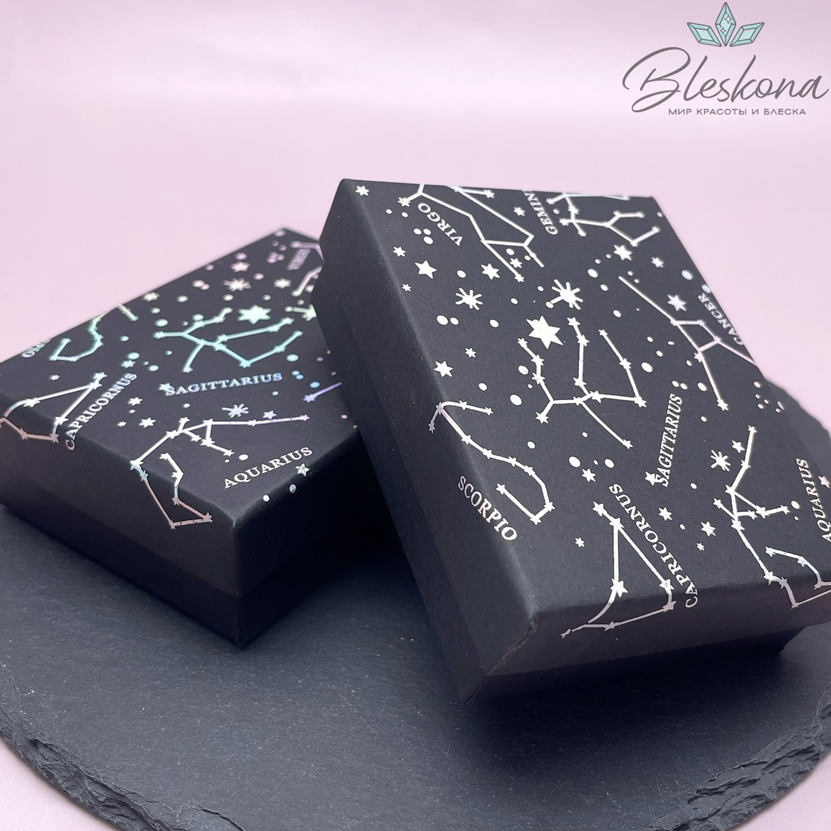 Коробка Черное Созвездие черная подложка 9*7*3см