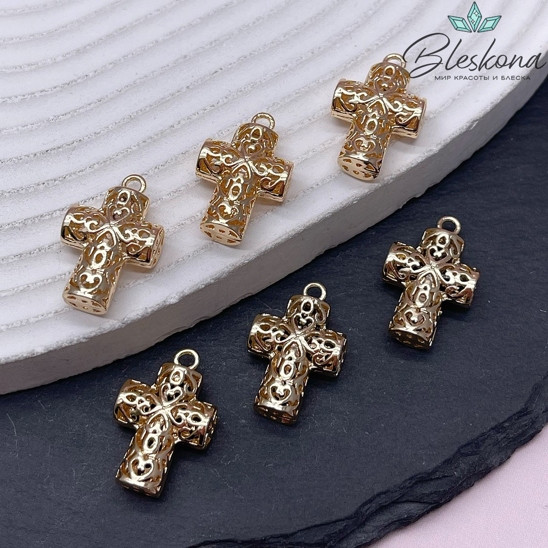 20*13 мм Цвет золото, Подвеска Крест узор 