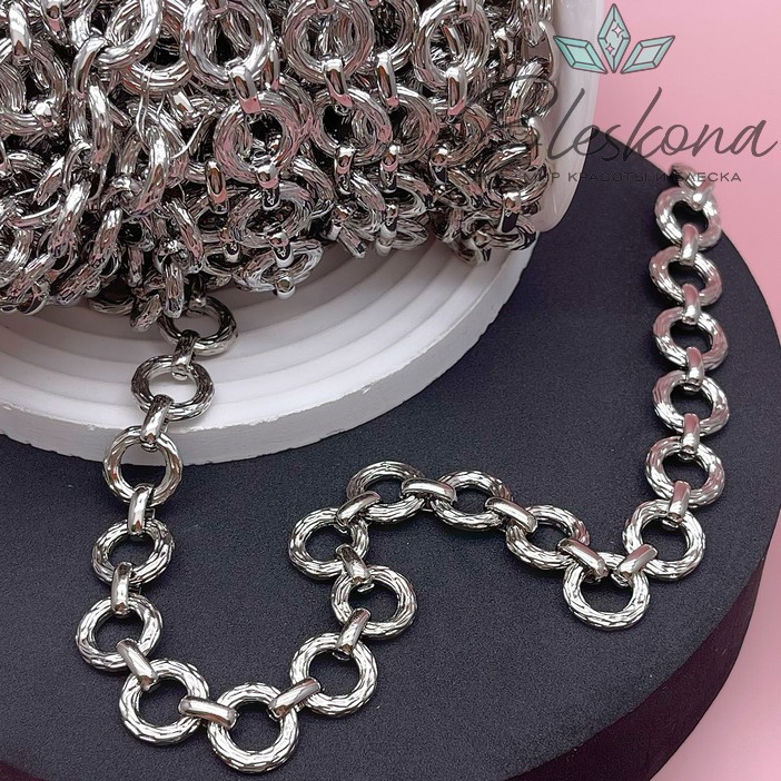 Цепь №42-2 цвет серебро 14,5 мм/10*3 мм