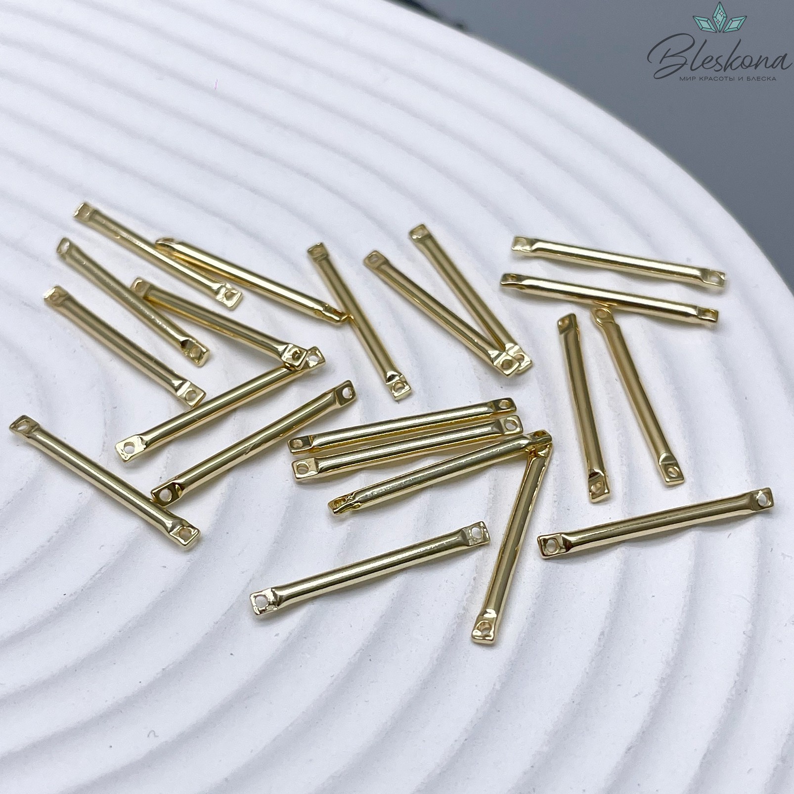 20мм Цвет золото, Коннектор палочка круглая Люкс