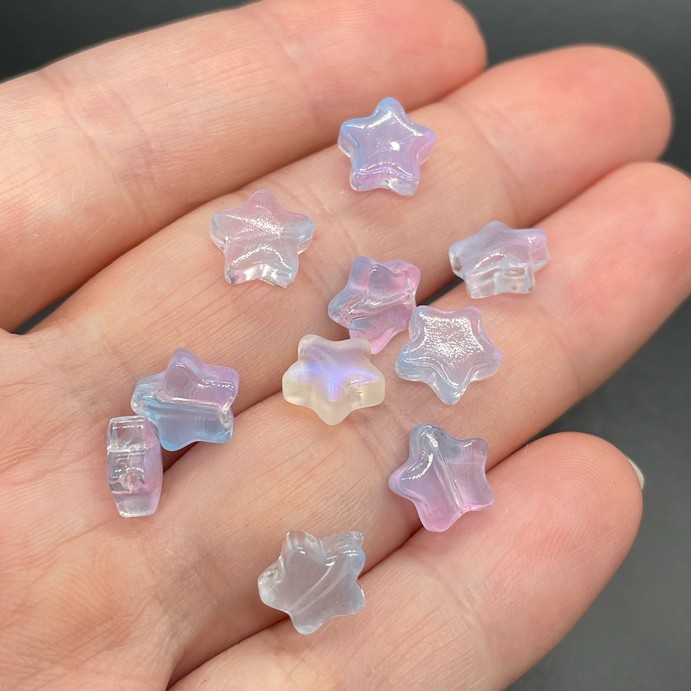 8 мм, Стекло звезда фиолетово-голубая уп.10 шт 