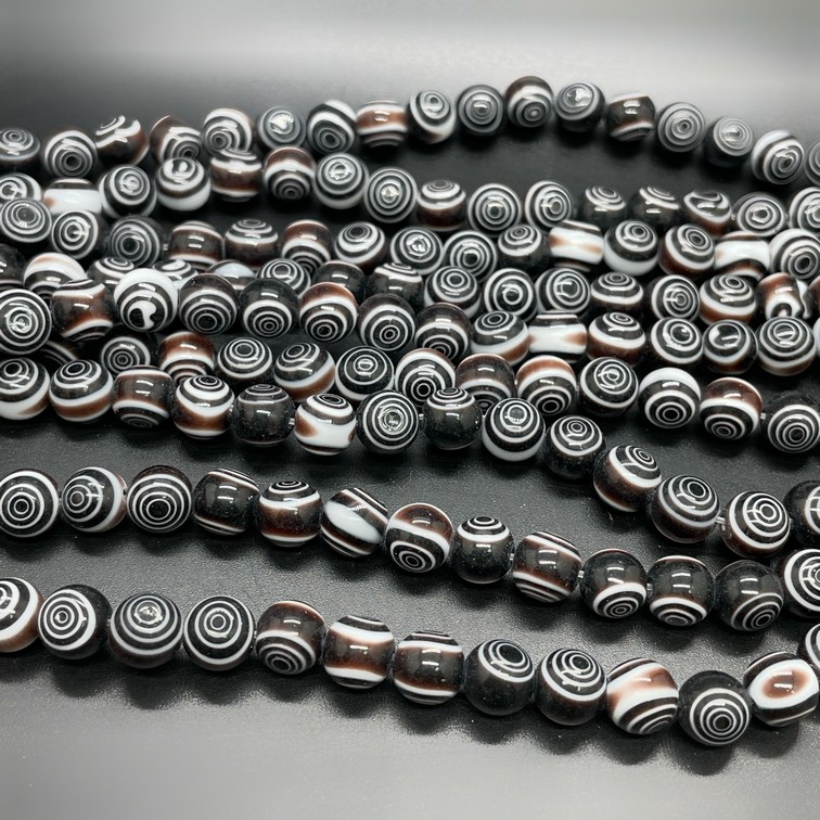 Муранское стекло черное спираль 8мм