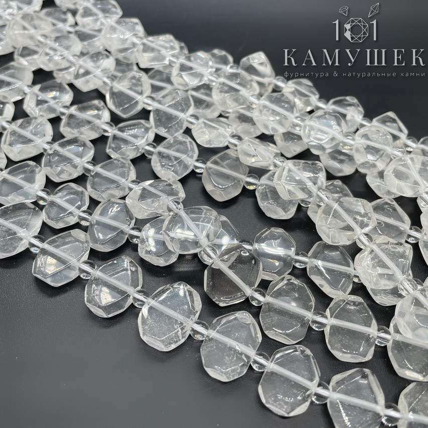 Горный хрусталь фриформ плоский огранка 11,5*15мм