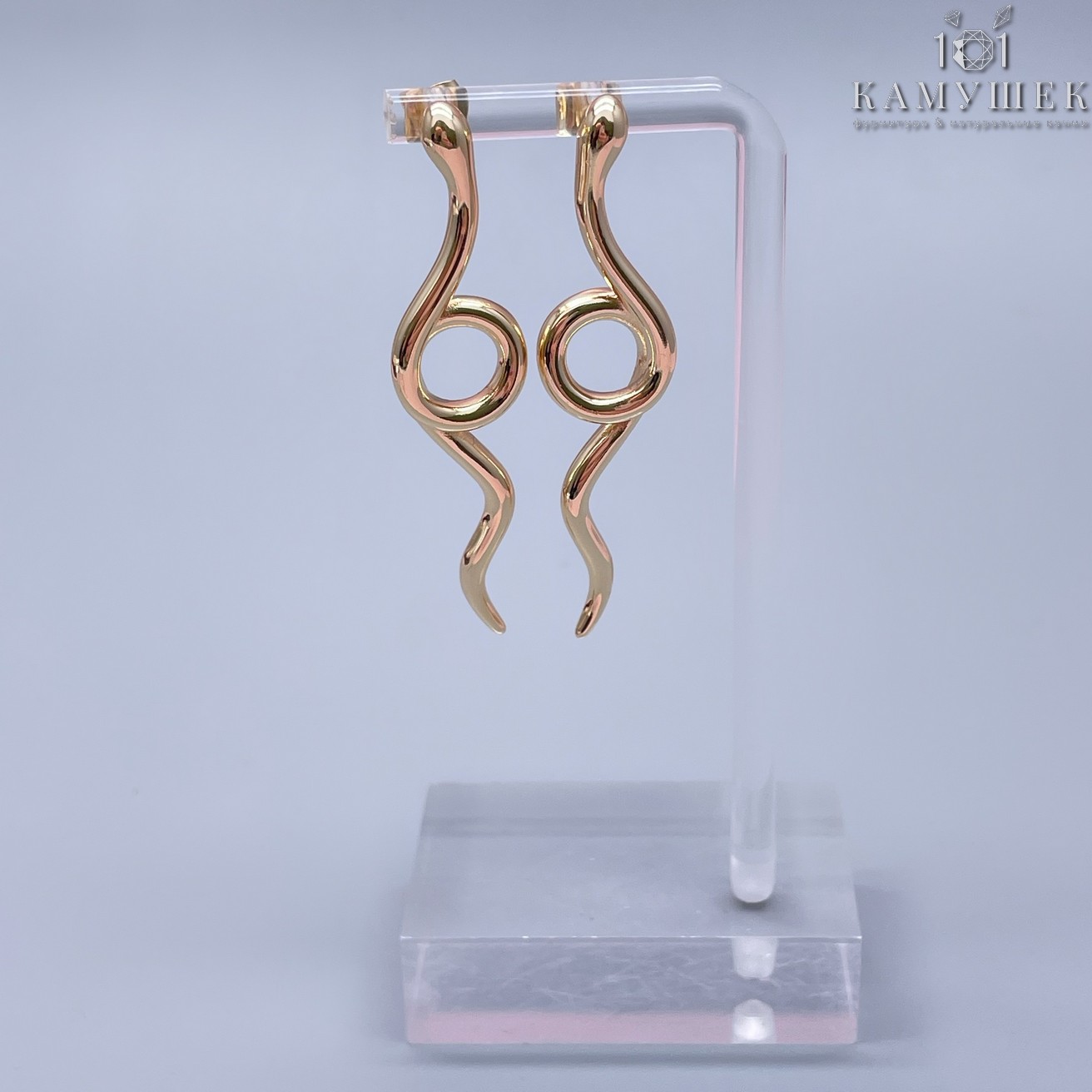 58*13,5 мм Цвет золото, Пусеты змея гладкая