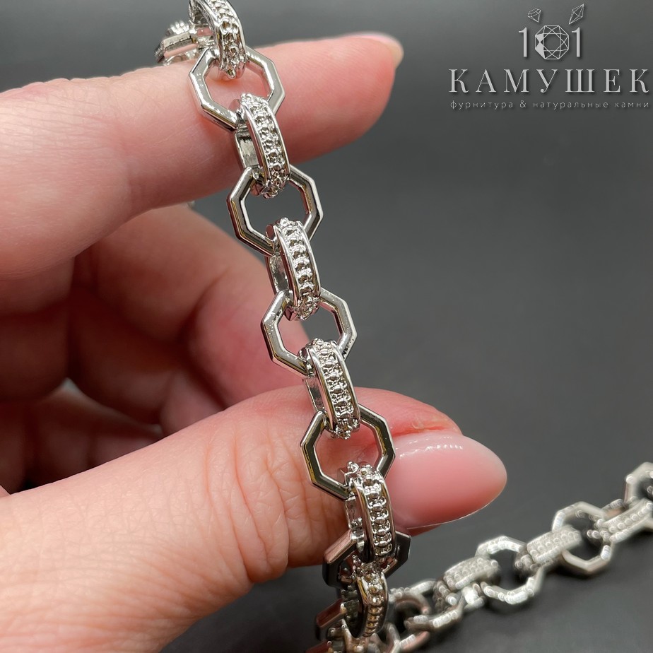 Цепь №48 цвет серебро 11*8 мм/10 мм