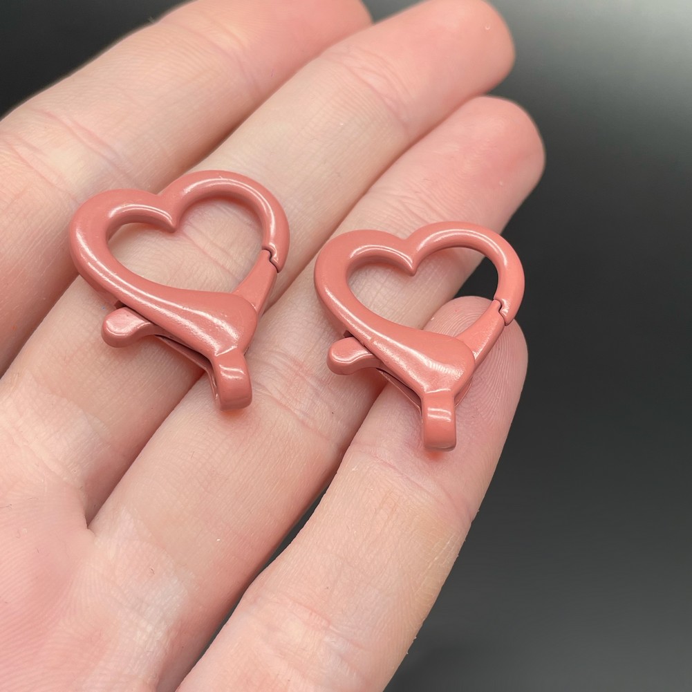 22*26мм , Замок крупный сердце темно-пудровая  эмаль 