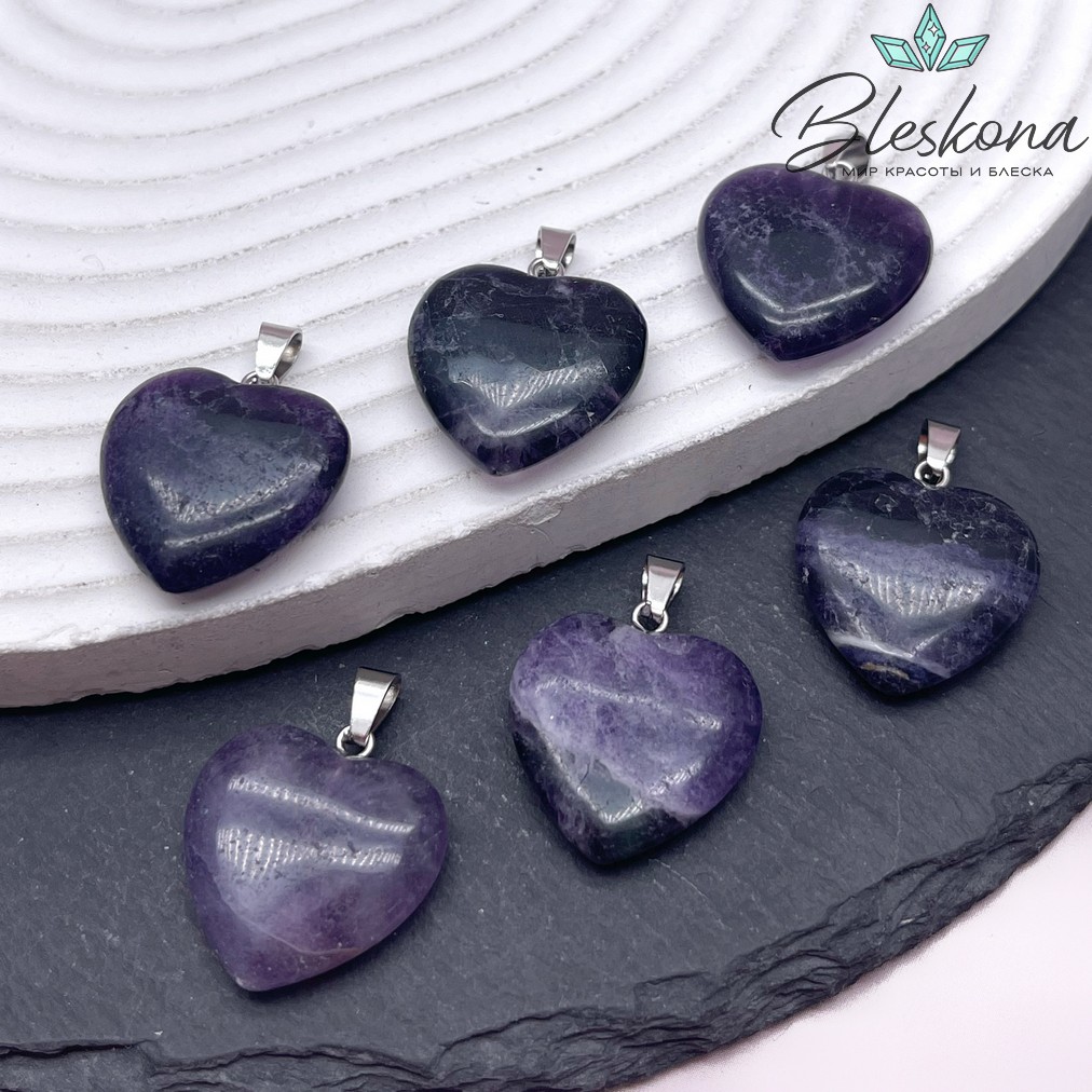 21*20 мм Цвет серебро, Подвеска Сердце Флюорит