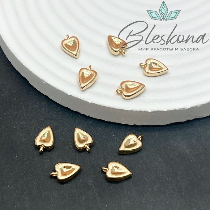 11,5*7,5 мм Цвет золото, Подвеска сердце мятое