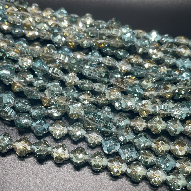 8 мм Стекло Lux, клевер, цвет темно-зеленый с желтым переливом 