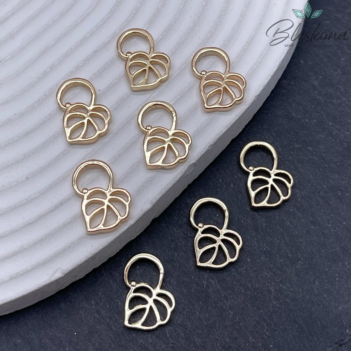 17*12 мм мм Цвет золото, Подвеска Лист Монстера