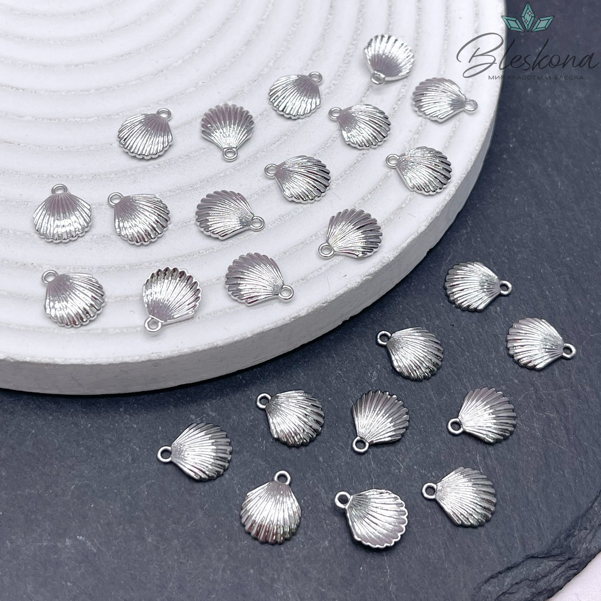 10*8,3 мм Цвет серебро, Подвеска ракушка 