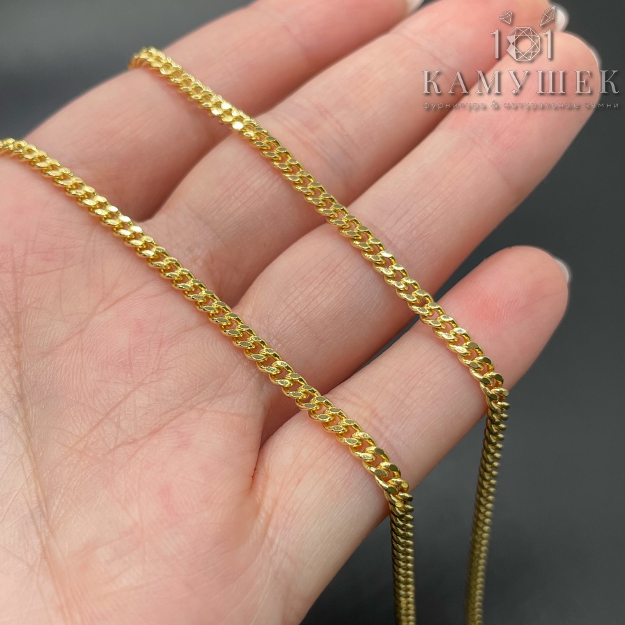 Цепь №85-1 цвет золото 3*3,5 мм Люкс