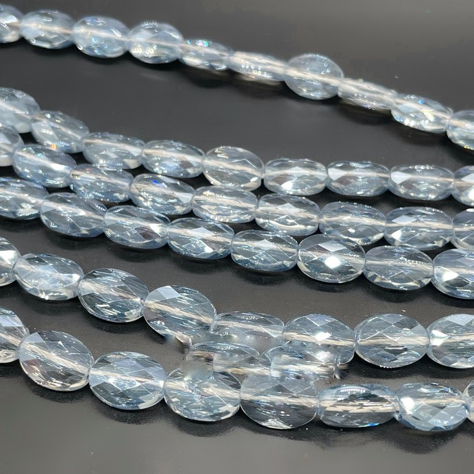 8*11 мм Стекло Lux, овал огранка, цвет серо- голубой