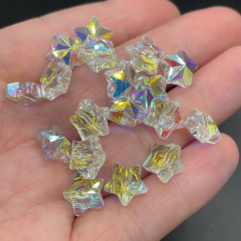 9,5 мм, Стекло Lux бусина звезда АВ уп.10шт