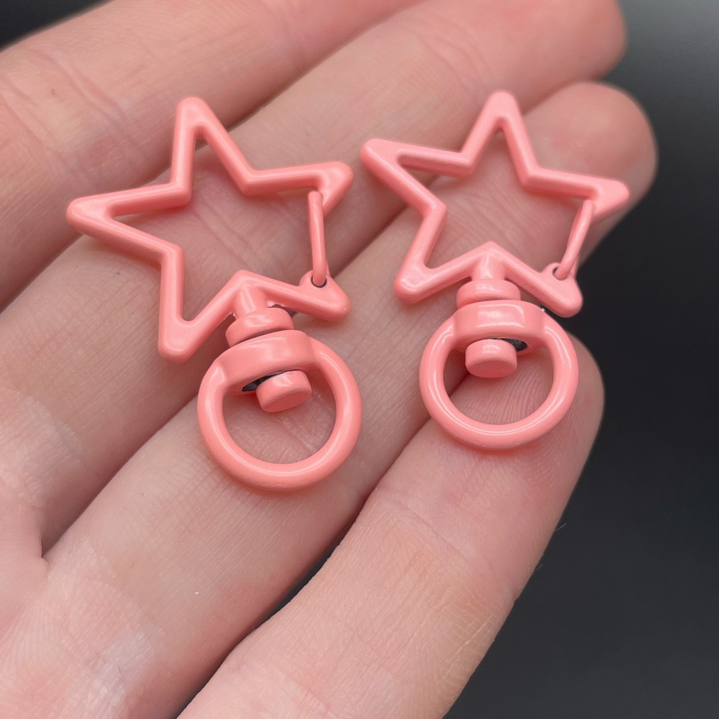 23*35мм , Замок крупный звезда бледно-розовая  эмаль 