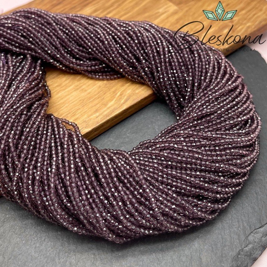 2 мм Бусины стекло фиолетовое алмазная огранка