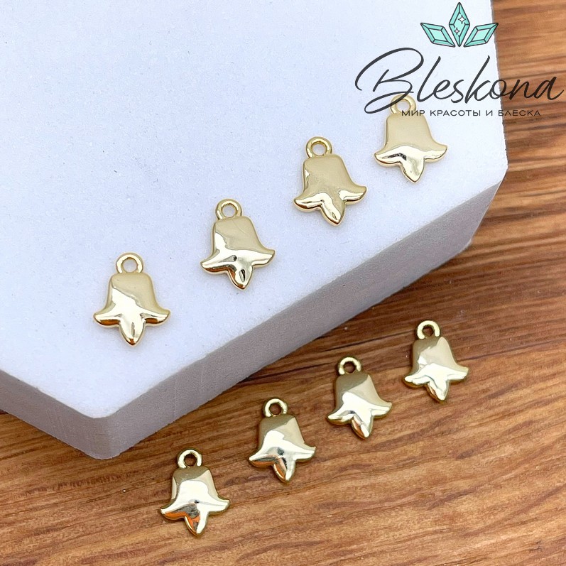 9*7 мм Цвет золото, Подвеска Тюльпан Этно №1