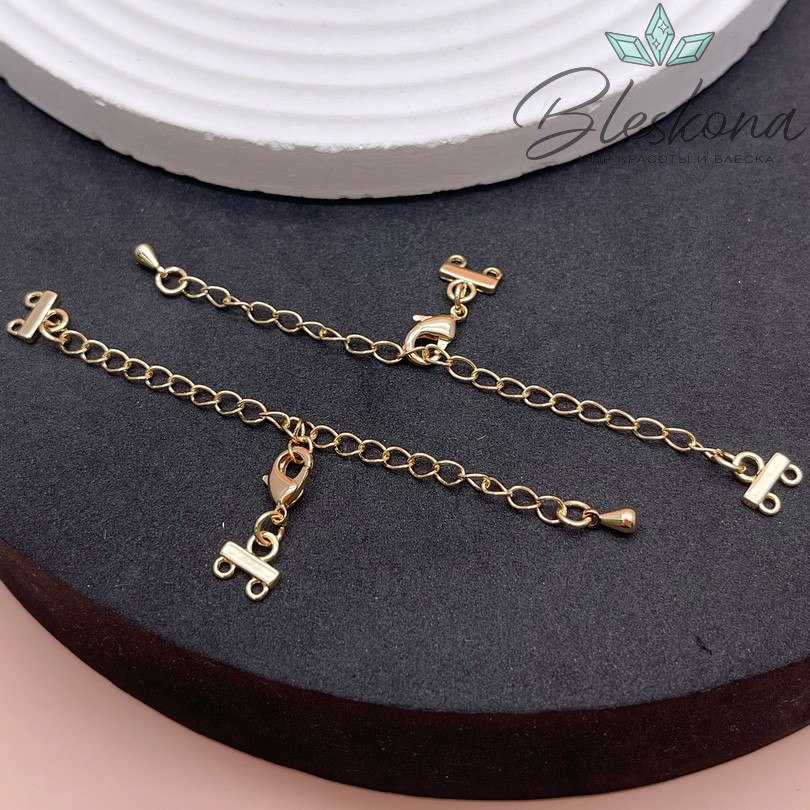 10мм Цвет золото, Замок округлый на 2 ряда с цепочкой
