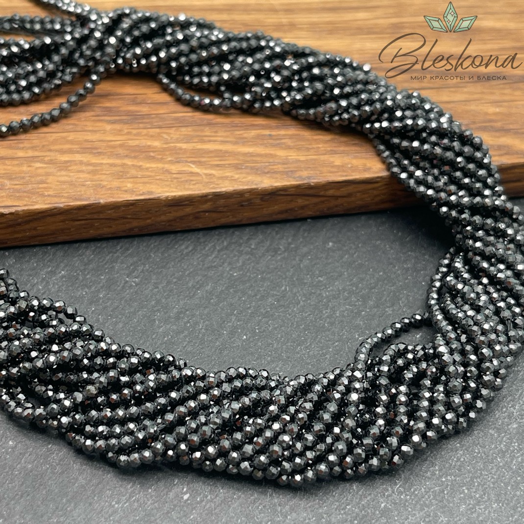 Циркон огранка черный №1 2 мм (кубический цирконий, фианит) 