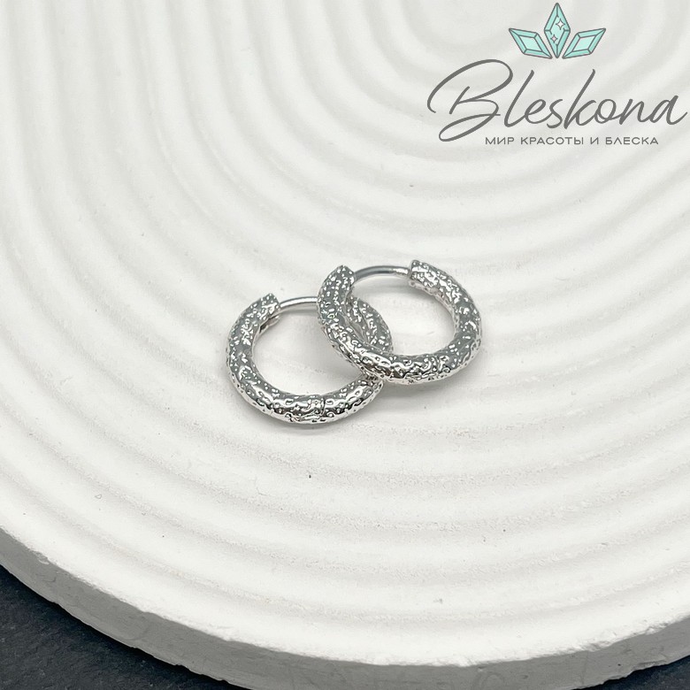 18мм Цвет серебро, Швензы бублик Фактурные Конго Люкс