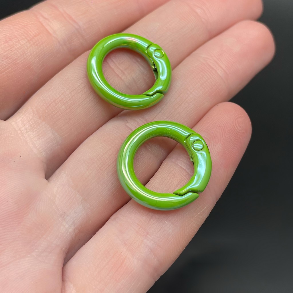 20мм , Замок круг зеленая эмаль с переливом 