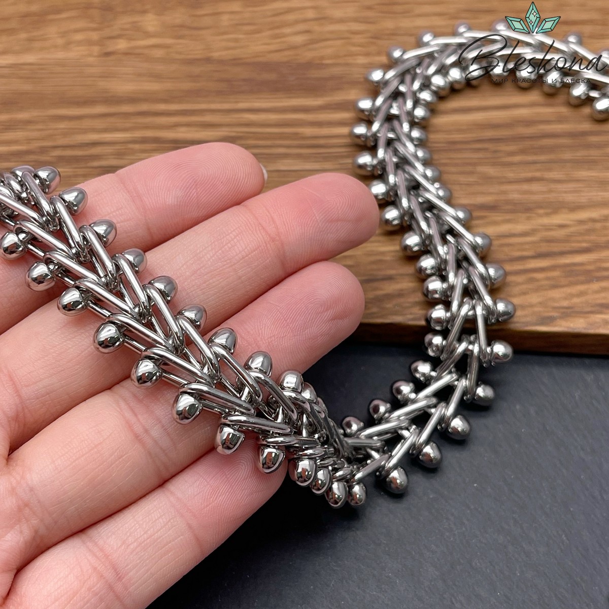 Цепь №100 цвет серебро 17,2*12,8 мм