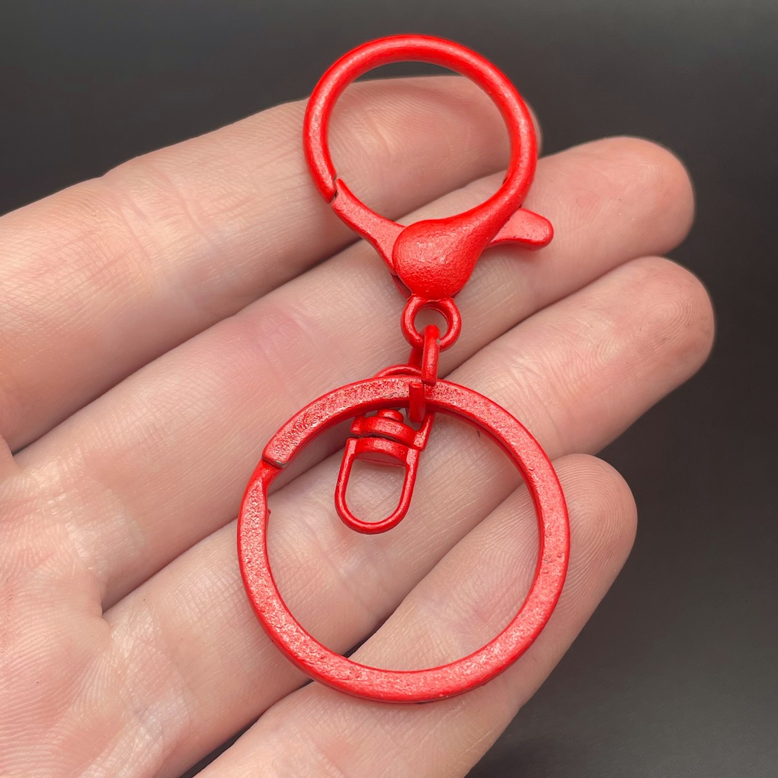 30 мм, Основа для брелока красная эмаль круглый замок