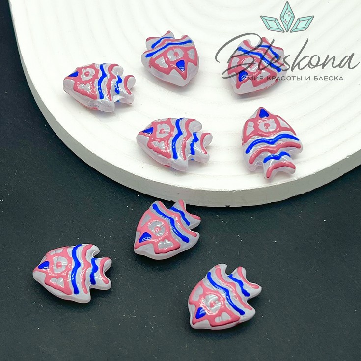 22*17 мм  Бусина рыбка белая