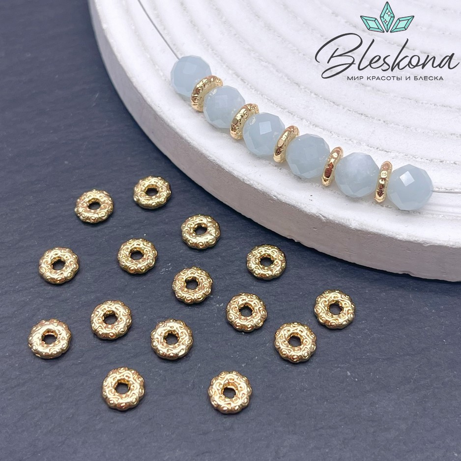 6,5 мм Цвет золото, Бусина-разделитель узоры